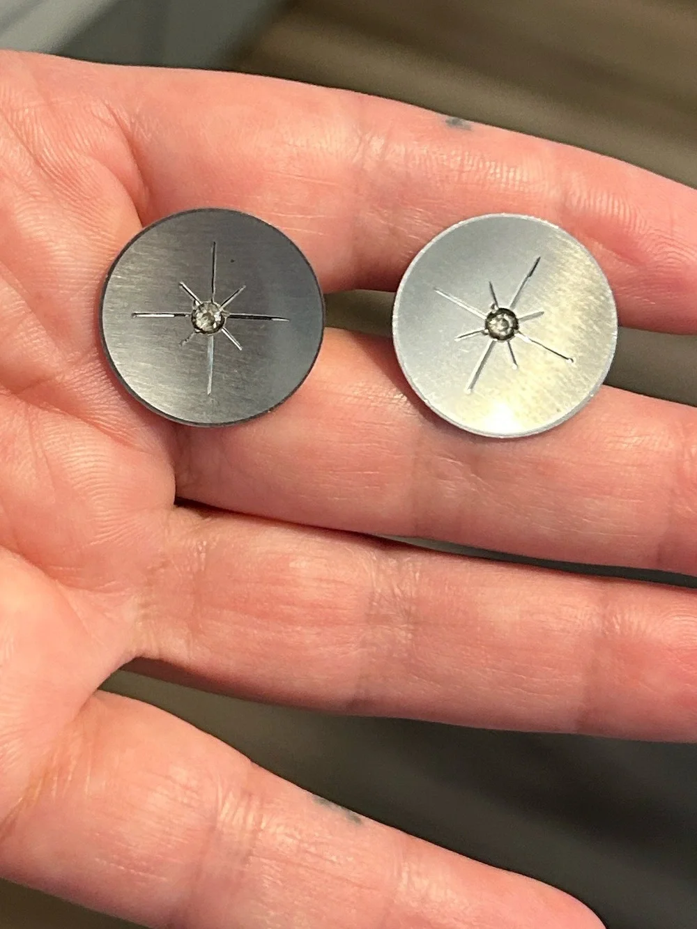 Starburst brushed silver cufflinks